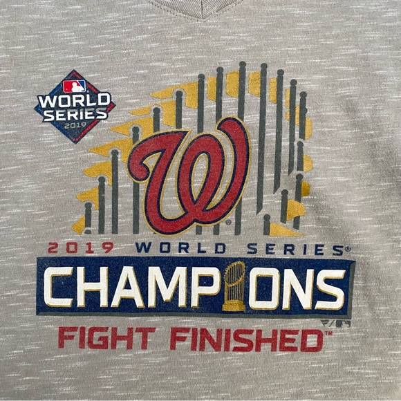 MLB Washington Nationals T-Shirt Womens M Gray Sleeve World Series 2019 Fanatics - Picture 3 of 6